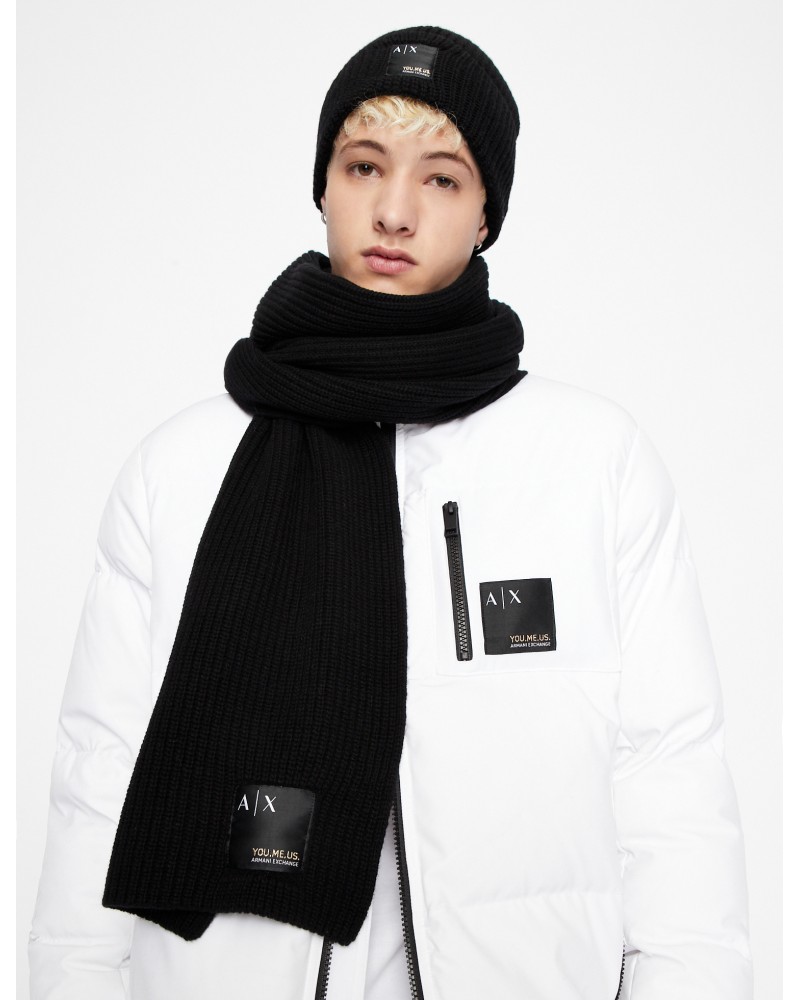 ARMANI AX SCIARPA SCARF  80% WOOL, 20% POLYAMIDE.00020 NERO