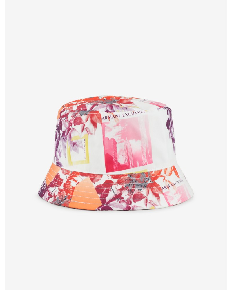 ARMANI AX CAPPELLO BUCKET 100%POLYESTER.99010 WHITE COLLAGE