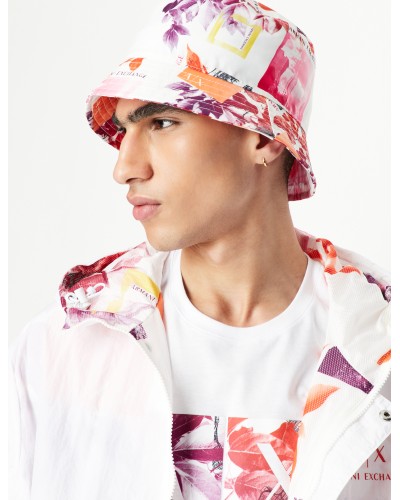 ARMANI AX CAPPELLO BUCKET 100%POLYESTER.99010 WHITE COLLAGE