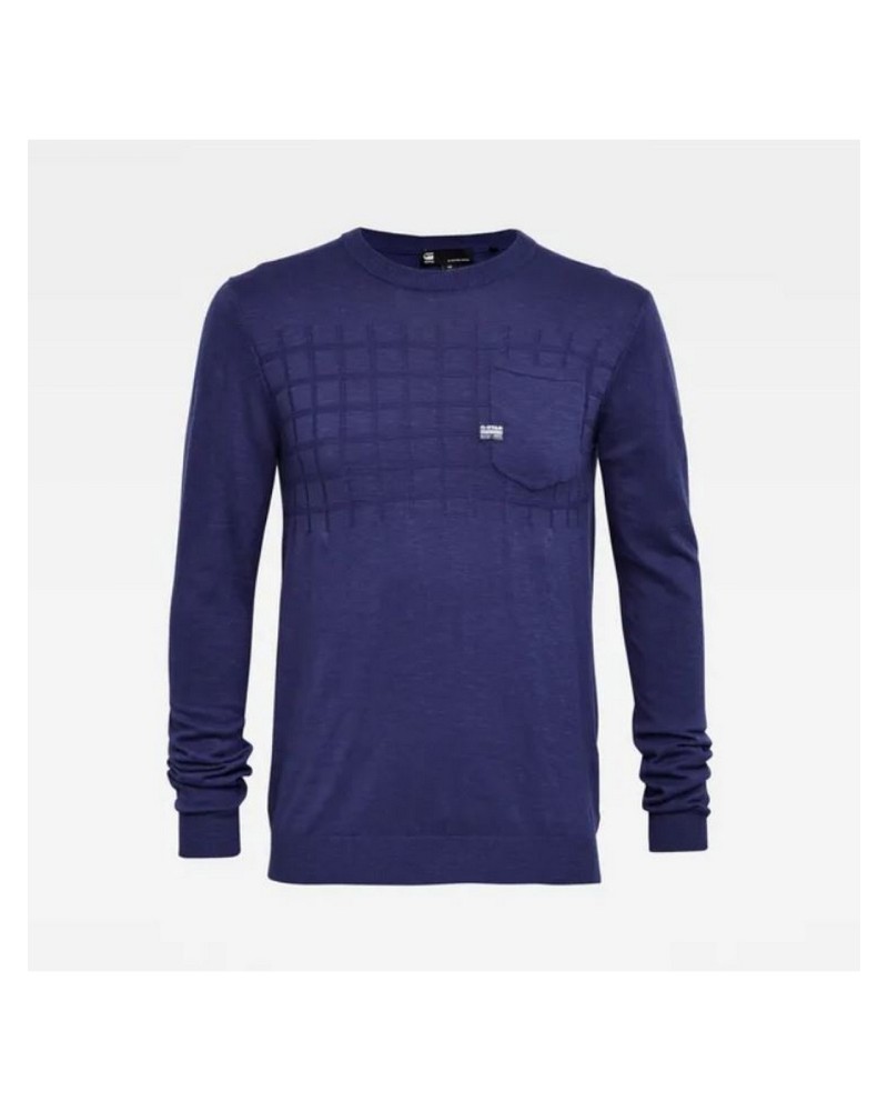G-STAR MAGLIA Vintage cotton slub knit.1305 IMPERIAL BLUE 1305 IMPERIAL BLUE 