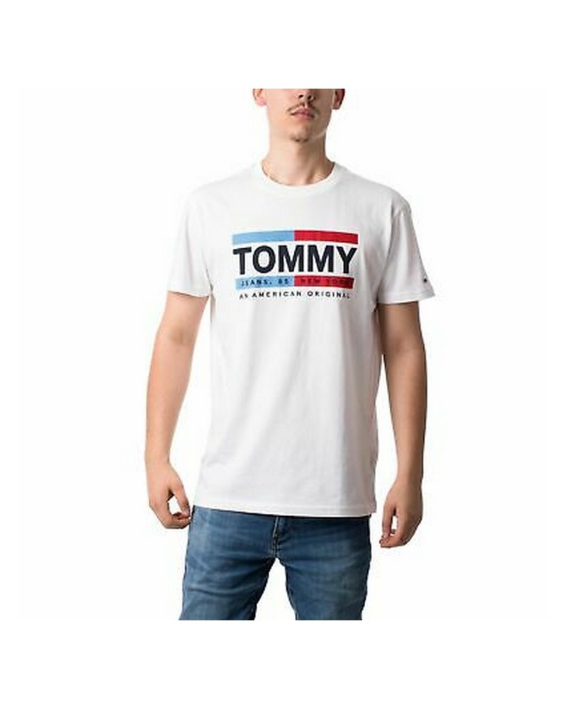 TOMMY HILFIGER T-SHIRT TJM STRAING BOX LOGO TEE.YBR WHITE