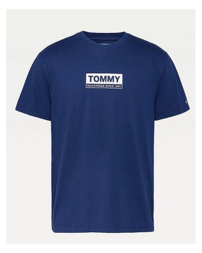 TOMMY HILFIGER T-SHIRT TJM WHITE BOX LOGO TEE.C87 TWILIGHT NAVY