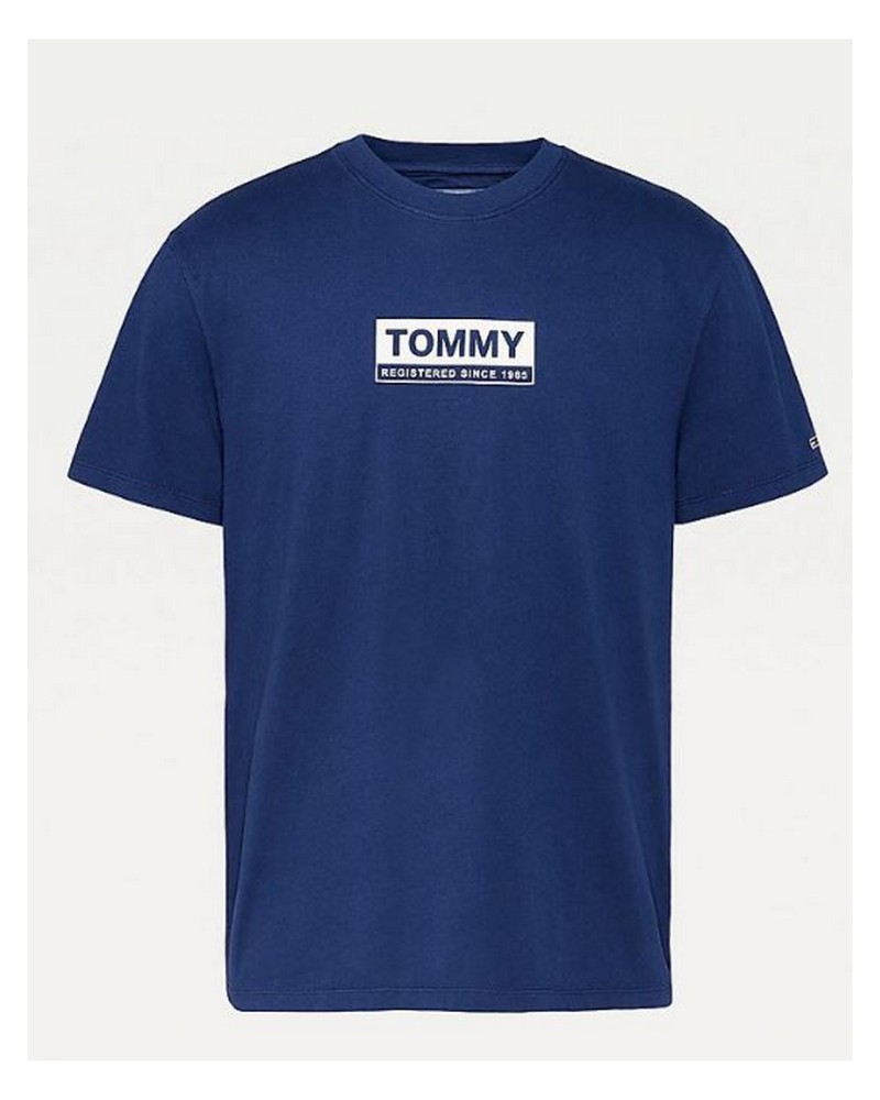 TOMMY HILFIGER T-SHIRT TJM WHITE BOX LOGO TEE.C87 TWILIGHT NAVY