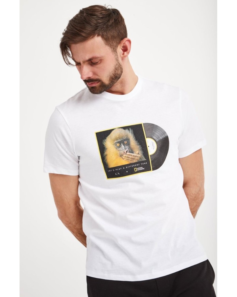 ARMANI AX T-SHIRT  100% COTTON.9181 WHITE MONKEY