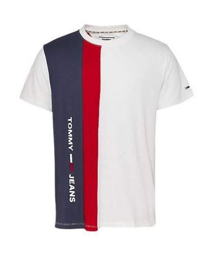 TOMMY HILFIGER T-SHIRT TJM COLORBLOCK VERTICAL TEE.YBR WHITE