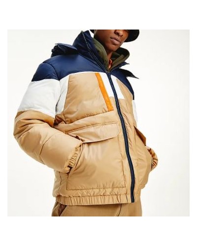 TOMMY HILFIGER GIUBBOTTO C/CAPP TJM MULTI POCKET HOODED PUFFER.RBL CLASSIC KHAKI