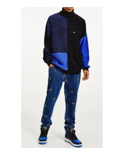 TOMMY HILFIGER MAGLIERIA LUPETTO TJM TURTLE NECK MULTI SWEATER.VQ6 COURT BLUE/ MULTI