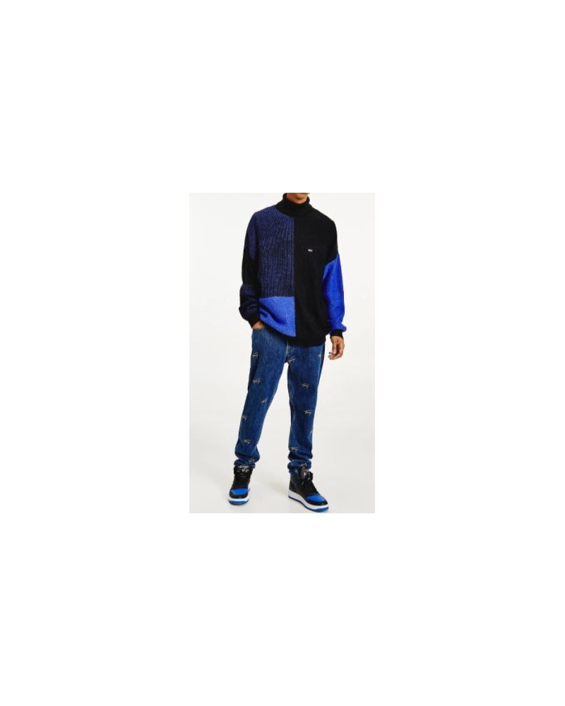 TOMMY HILFIGER MAGLIERIA LUPETTO TJM TURTLE NECK MULTI SWEATER.VQ6 COURT BLUE/ MULTI