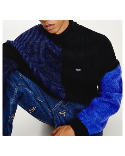 TOMMY HILFIGER MAGLIERIA LUPETTO TJM TURTLE NECK MULTI SWEATER.VQ6 COURT BLUE/ MULTI
