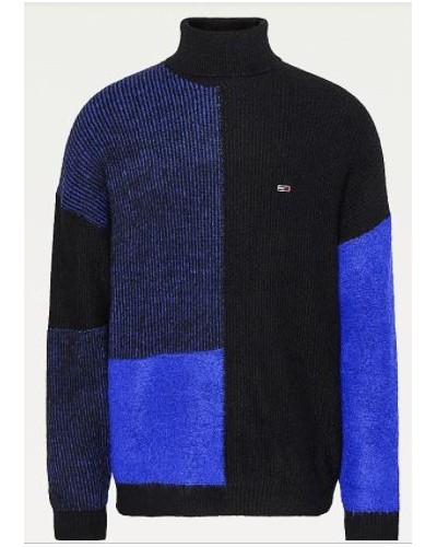 TOMMY HILFIGER MAGLIERIA LUPETTO TJM TURTLE NECK MULTI SWEATER.VQ6 COURT BLUE/ MULTI