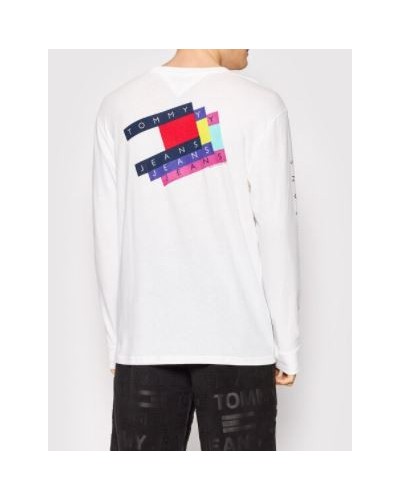 TOMMY HILFIGER T-SHIRT  M/LUNGA TJM LAYERED FLAG GRAPHIC TEE.YBR WHITE
