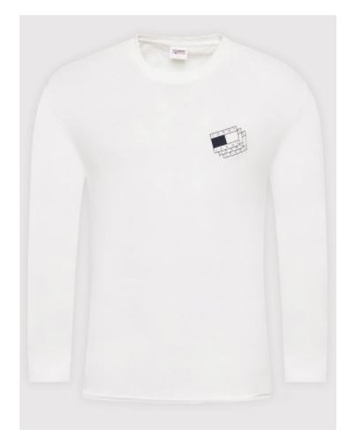 TOMMY HILFIGER T-SHIRT  M/LUNGA TJM LAYERED FLAG GRAPHIC TEE.YBR WHITE