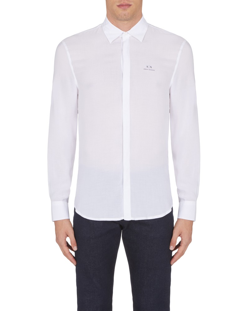 ARMANI AX CAMICIA M/LUNCA  100% VISCOSE.1100 WHITE