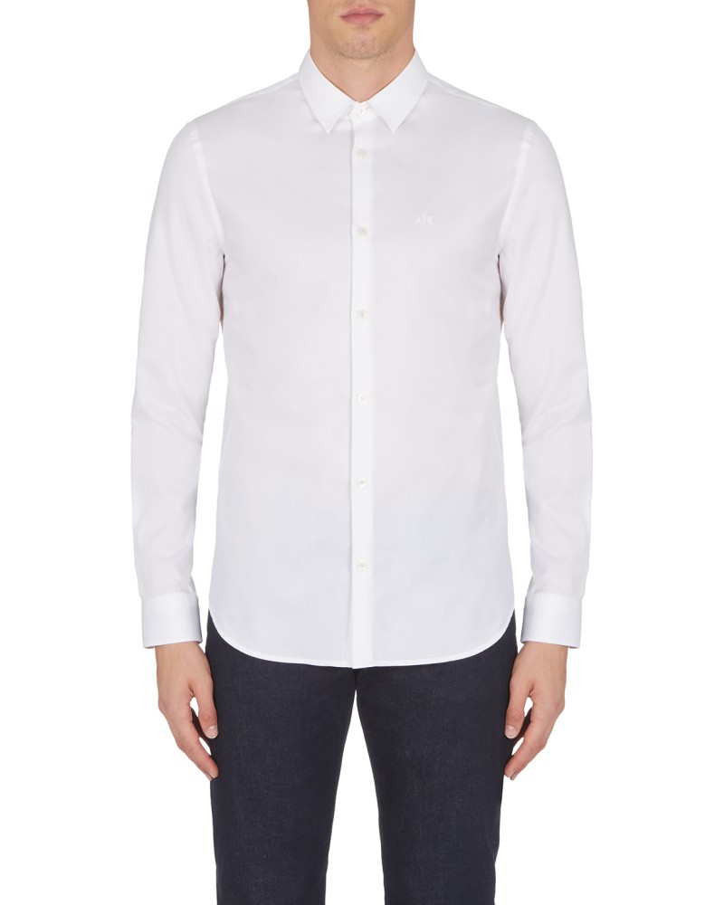 ARMANI AX CAMICIA M/LUNGA  100% COTTON.01DC C. CREAM MICRO D.