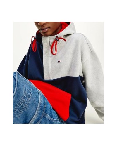 TOMMY HILFIGER FELPA C/CAPP TJM COLORBLOCK HOODIE.C87 TWILIGHT NAVY