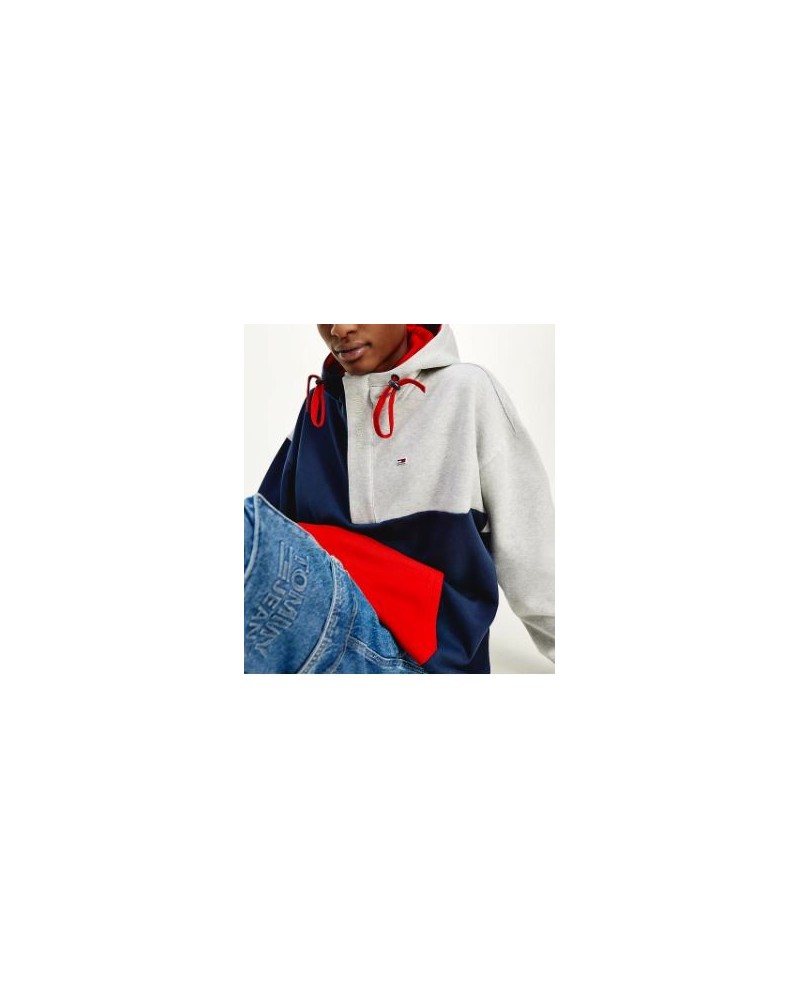 TOMMY HILFIGER FELPA C/CAPP TJM COLORBLOCK HOODIE.C87 TWILIGHT NAVY