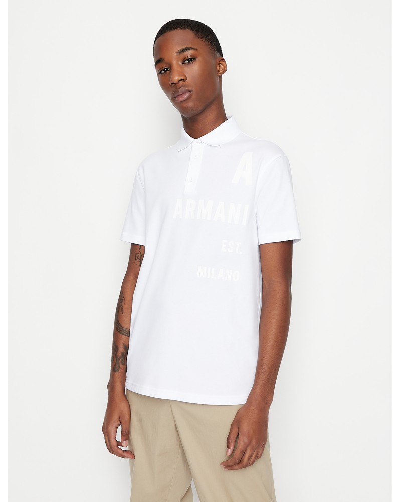 ARMANI AX POLO M/CORTA  97% COTTON, 3% ELASTANE.1100 WHITE