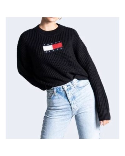 TOMMY HILFIGER MAGLIERIA  GIROCOLLO TJW CENTER FLAG SWEATER.BDS BLACK