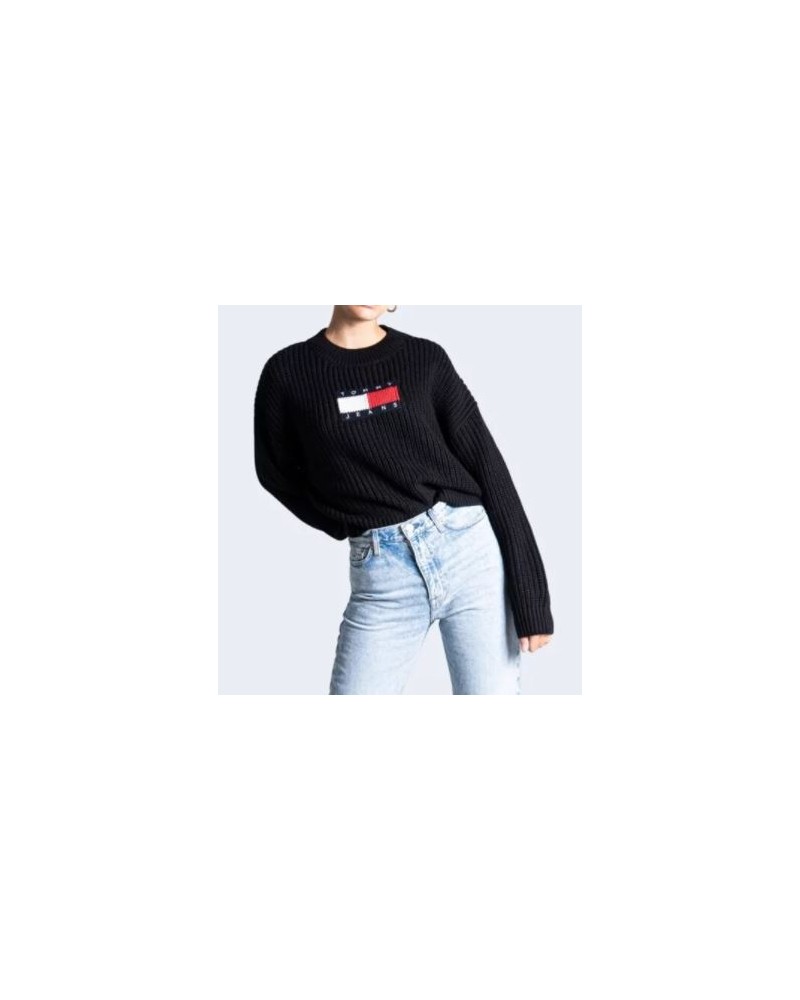 TOMMY HILFIGER MAGLIERIA  GIROCOLLO TJW CENTER FLAG SWEATER.BDS BLACK