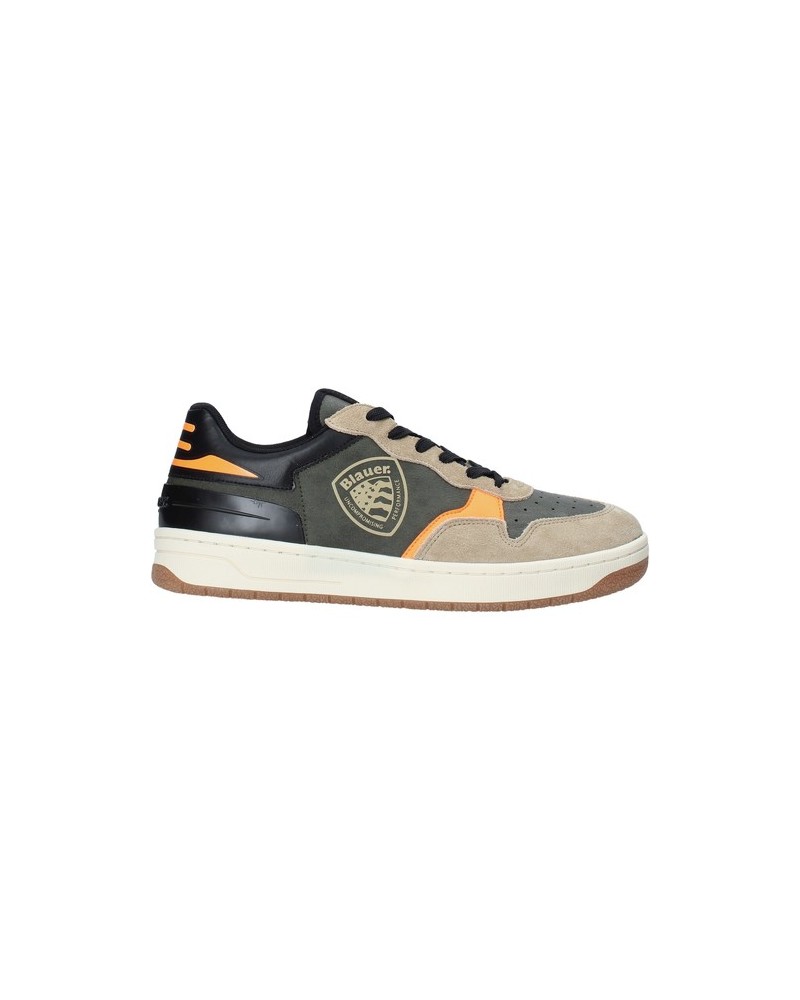 BLAUER SNEAKERS ECO LEATHER SUEDE.MOR MILITARY/ORANGE
