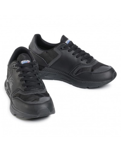 BLAUER SNEAKERS LEATHER/CAM NYLON.BLK BLACK