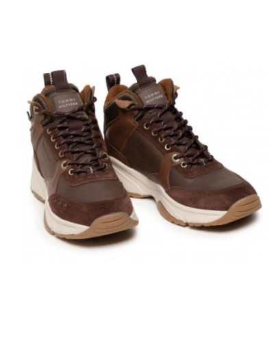 TOMMY HILFIGER SCARPE  SNEAKERS ALTA  HIGH SNEAKER BOOT LEATHER.RNB ARMY GREEN