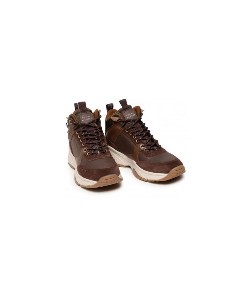 TOMMY HILFIGER SCARPE  SNEAKERS ALTA  HIGH SNEAKER BOOT LEATHER.RNB ARMY GREEN