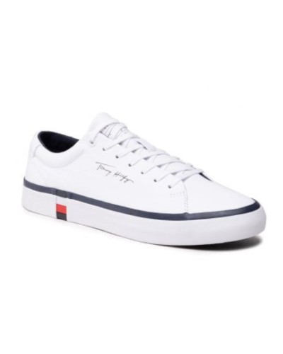 TOMMY HILFIGER SCARPE  SNEAKERS CORE WINTER LEATHER VULC.YBR WHITE