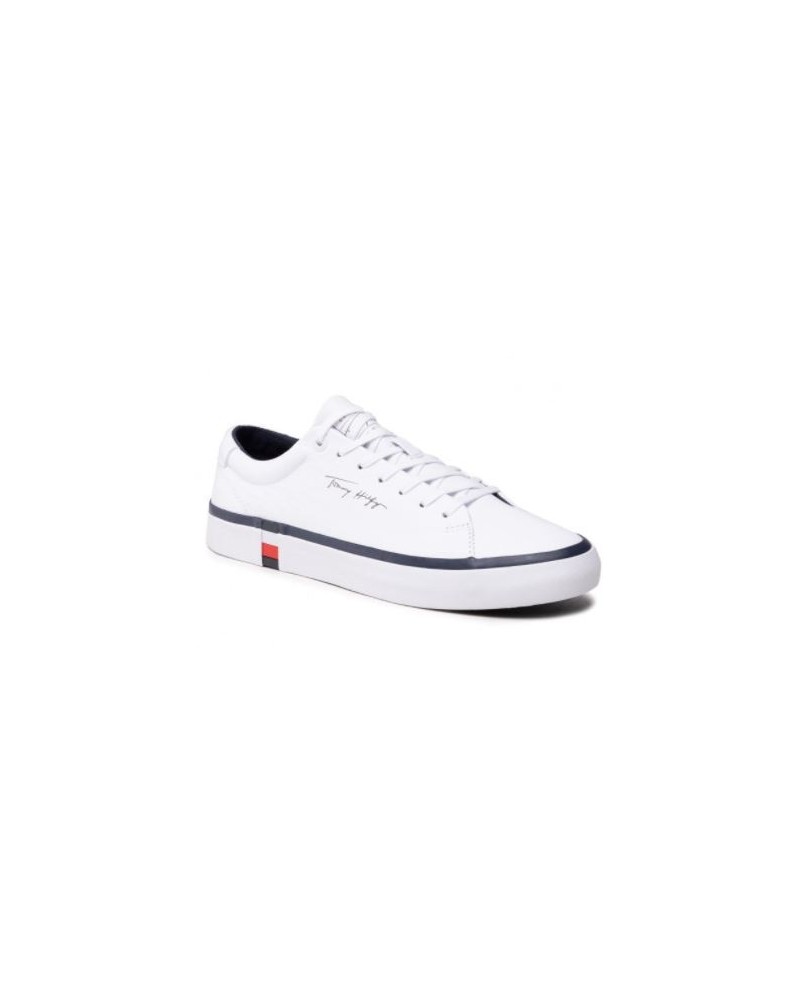 TOMMY HILFIGER SCARPE  SNEAKERS CORE WINTER LEATHER VULC.YBR WHITE