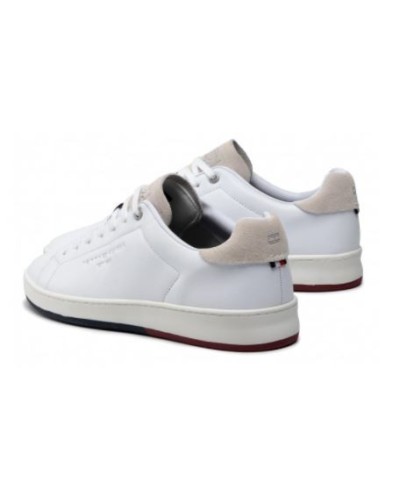 TOMMY HILFIGER SCARPE  SNEAKERS RETRO TENNIS CUPSOLE LEATHER.YBR WHITE