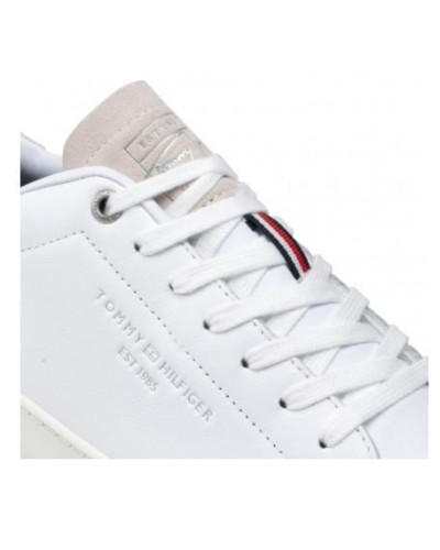 TOMMY HILFIGER SCARPE  SNEAKERS RETRO TENNIS CUPSOLE LEATHER.YBR WHITE