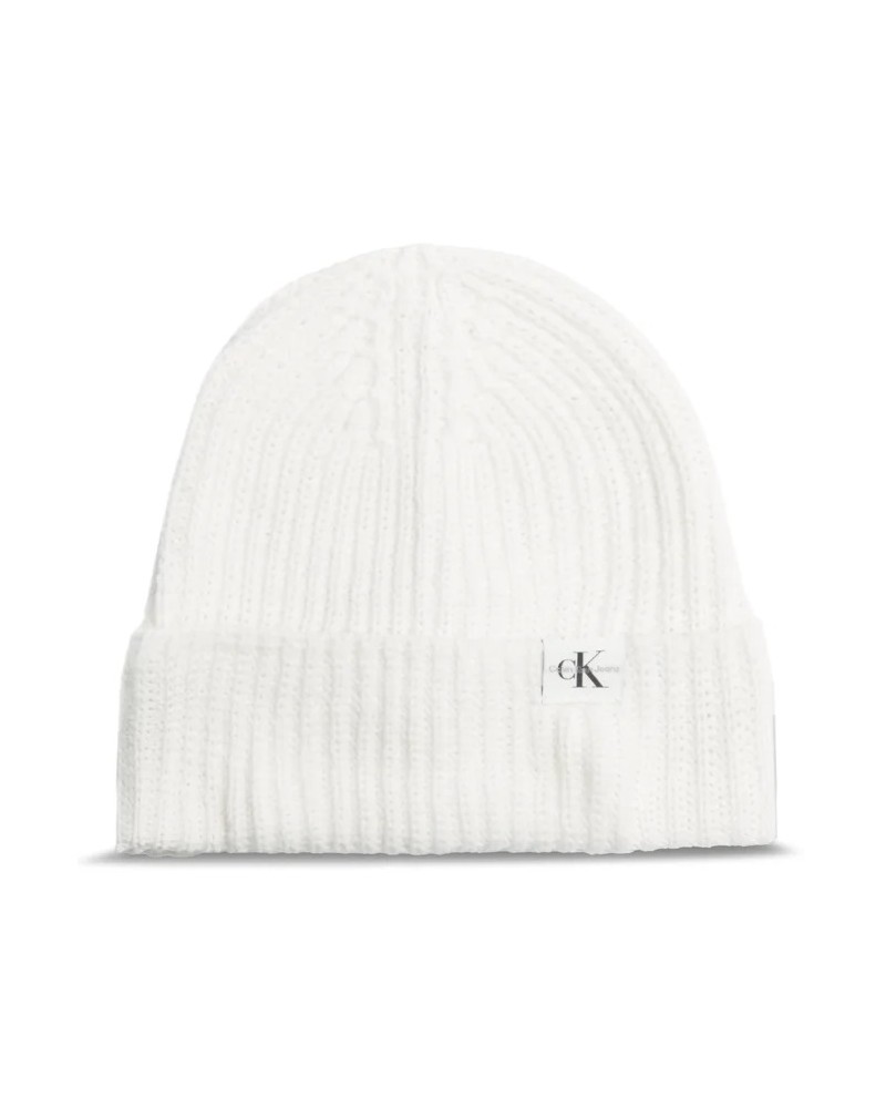 CK CAPPELLO BEANIE MONOGRAM RIB BEANIE.YBI IVORY