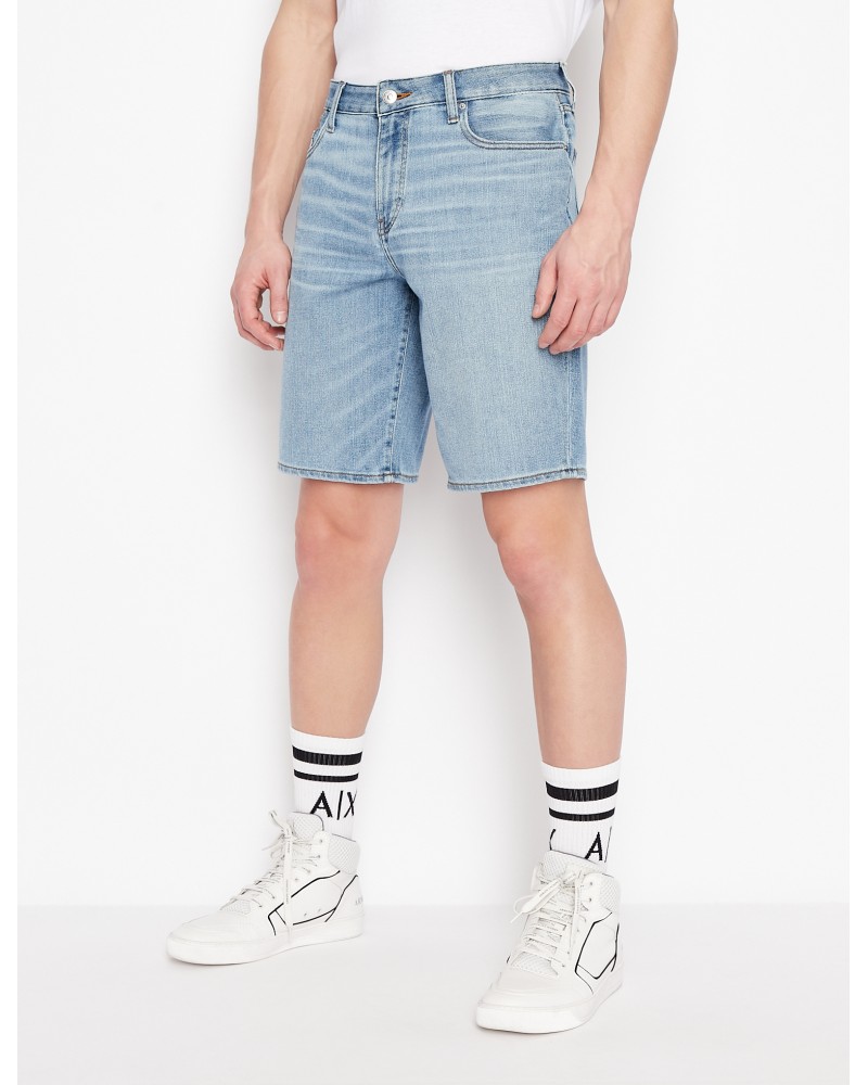 ARMANI AX BERMUDA  DENIM  7% LINEN, 18% ELASTOMULTIESTER, 75% COTTON.1500 INDIGO DENIM