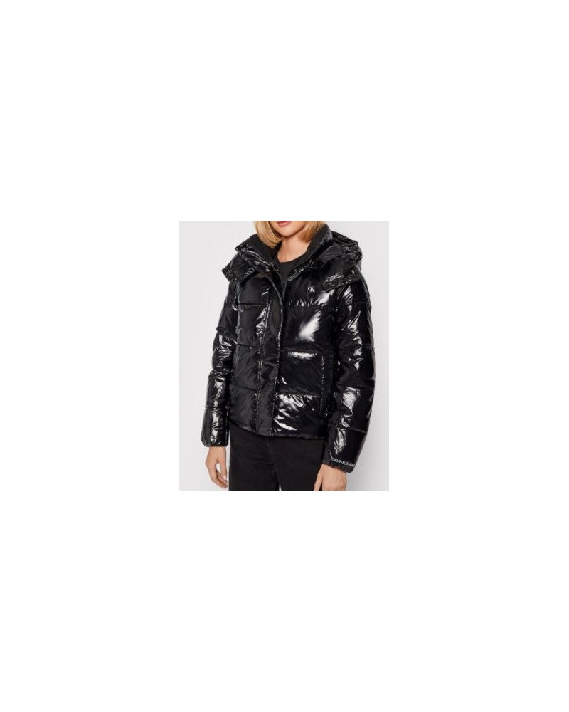 CKJeans GIUBBOTTO BOMBER MW HIGH SHINE SHORT PUFFER.BEH CK BLACK