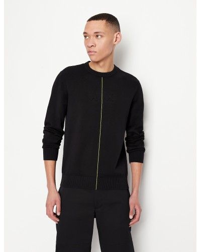 ARMANI AX PULLOVER GIROCOLLO  100% COTTON.8257 BLACK/ACID YELLOW