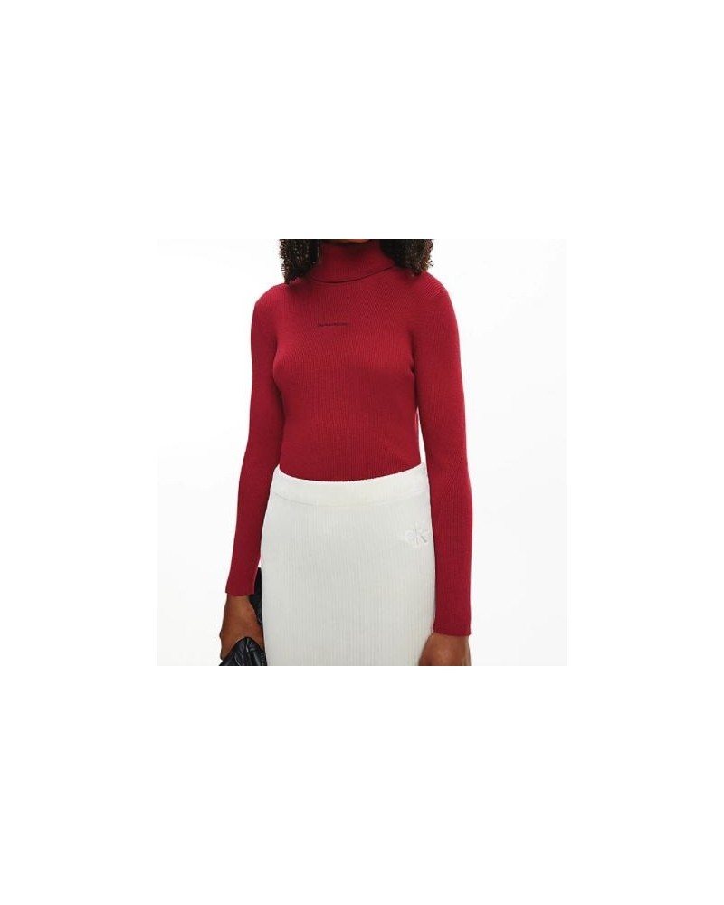 CKJeans MAGLIERIA LUPETTO MICRO BRANDING ROLL NECK SWEATER.XKF VIRGINIA RED