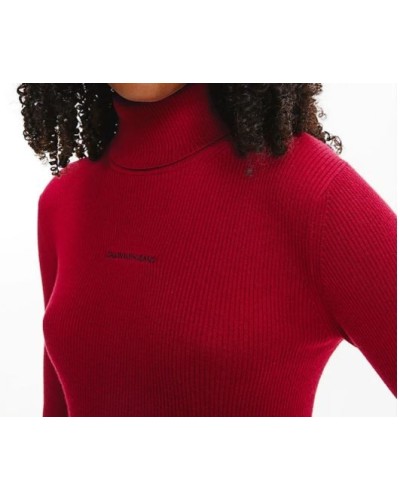 CKJeans MAGLIERIA LUPETTO MICRO BRANDING ROLL NECK SWEATER.XKF VIRGINIA RED