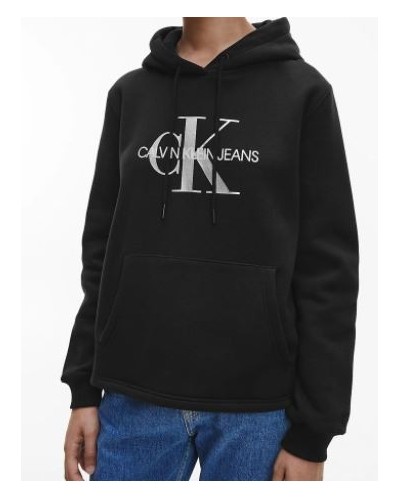 CKJeans FELPA C/CAPP GLOSSY MONOGRAM HOODIE.BEH CK BLACK