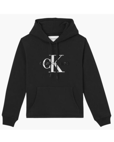 CKJeans FELPA C/CAPP GLOSSY MONOGRAM HOODIE.BEH CK BLACK