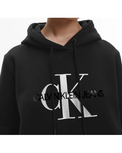 CKJeans FELPA C/CAPP GLOSSY MONOGRAM HOODIE.BEH CK BLACK