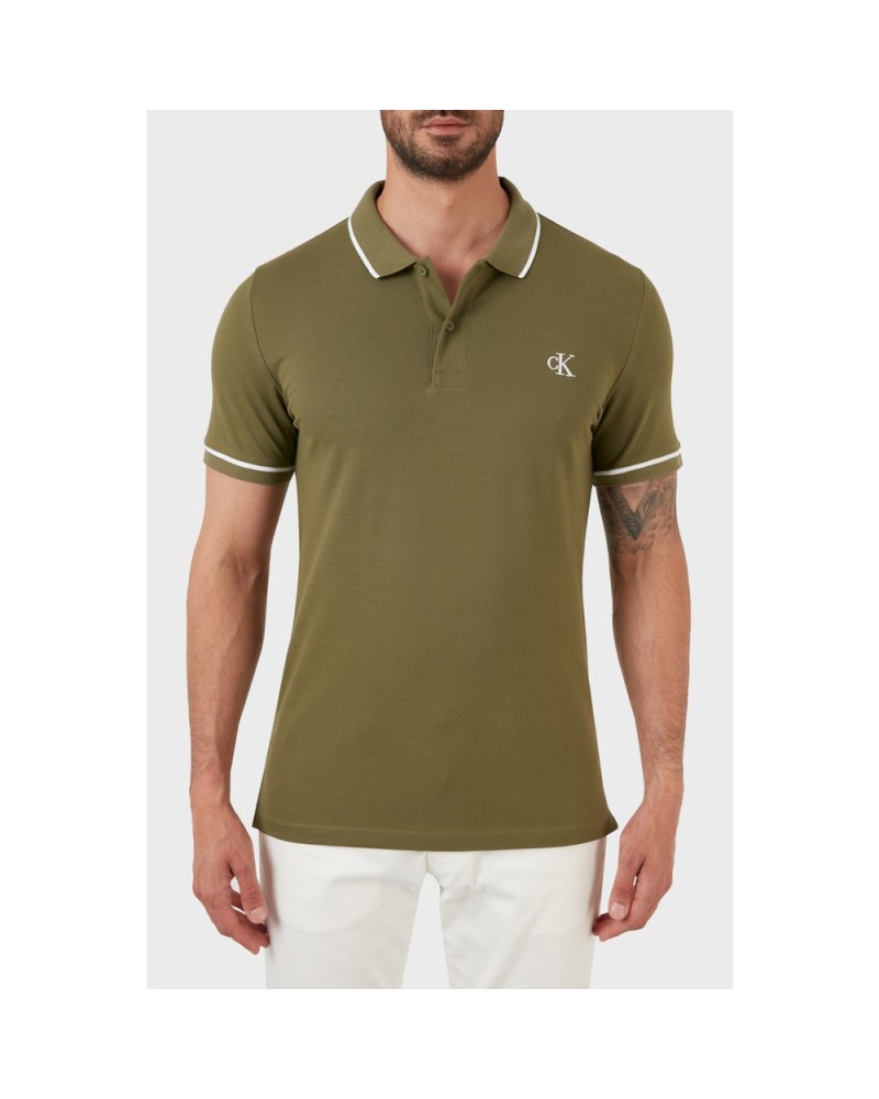 CKJeans POLO M/CORTA TIPPING SLIM POLO.LB6 BURNT OLIVE