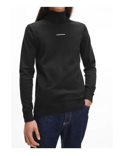 CKJeans MAGLIERIA C/ALTO MICRO BRANDING ROLL NECK SWEATER.BEH CK BLACK