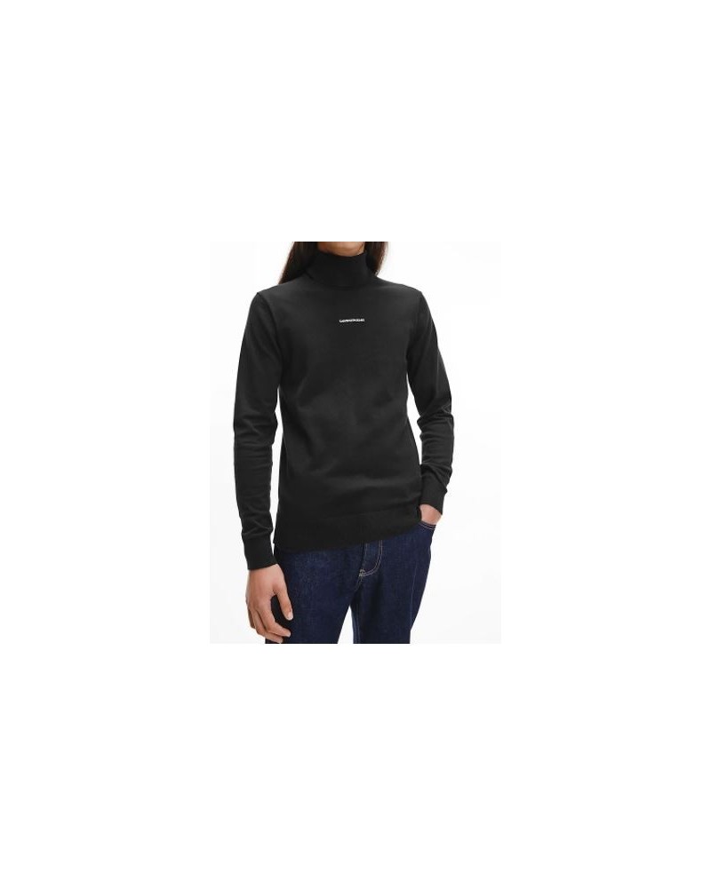 CKJeans MAGLIERIA C/ALTO MICRO BRANDING ROLL NECK SWEATER.BEH CK BLACK