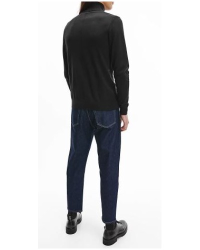 CKJeans MAGLIERIA C/ALTO MICRO BRANDING ROLL NECK SWEATER.BEH CK BLACK