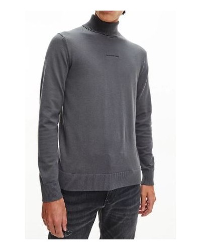 CKJeans MAGLIERIA C/ALTO MICRO BRANDING ROLL NECK SWEATER.PCK GRAY PINSTRIPE