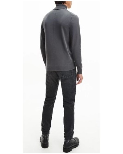 CKJeans MAGLIERIA C/ALTO MICRO BRANDING ROLL NECK SWEATER.PCK GRAY PINSTRIPE