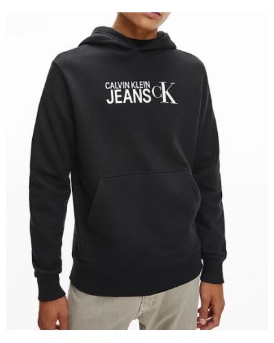 CKJeans FELPA C/CAPP SEASONAL INSTITUTIONAL HOODIE.BEH CK BLACK