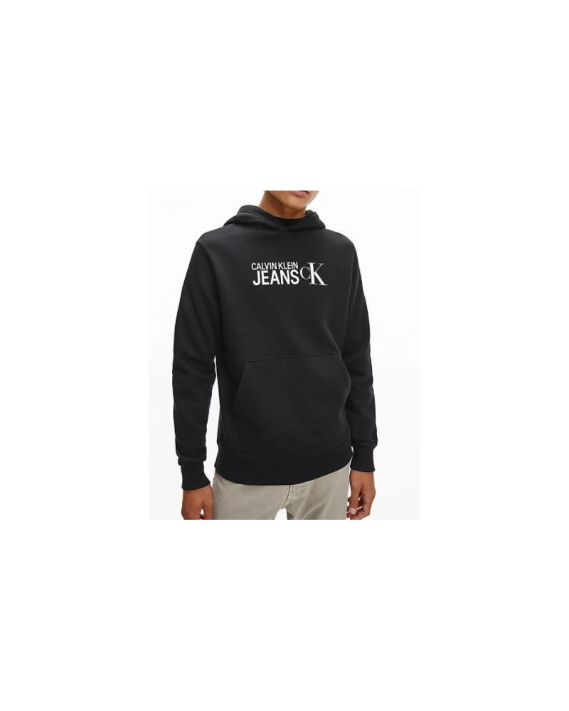CKJeans FELPA C/CAPP SEASONAL INSTITUTIONAL HOODIE.BEH CK BLACK