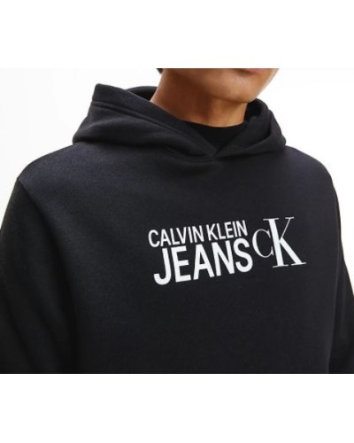 CKJeans FELPA C/CAPP SEASONAL INSTITUTIONAL HOODIE.BEH CK BLACK