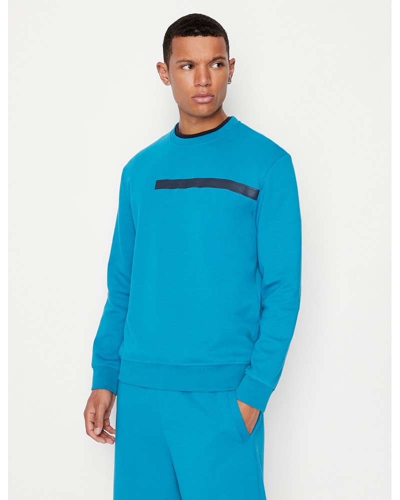 ARMANI AX FELPA PARICOLLO  83% COTTON, 17% POLYESTER.15BB MOSAIC BLUE